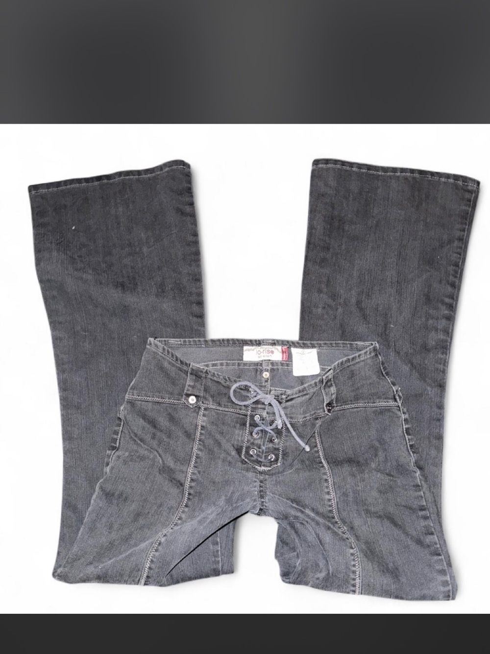 Y2K Vintage Jordache Lowrise Lace Up Jeans In Black